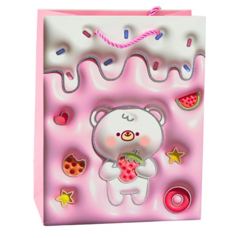 Torba Prezentowa Papierowa Miś Pastelowe Kolory 23 x 18 x 10,5 cm LEAN