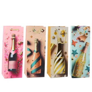 Torba Prezentowa Papierowa Na Butelkę Szampan Pastelowa 35 x 12 x 9 cm LEAN