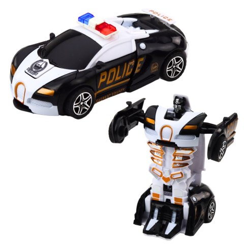 Auto Robot 2w1 Samochód Sportowy Policyjny Napęd Mix LEAN TOYS