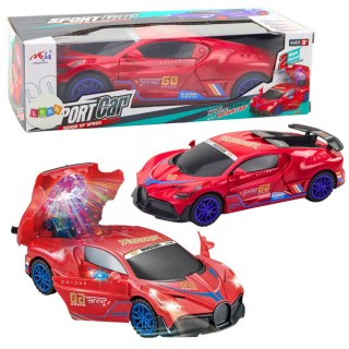 Auto Sportowe Czujnik Przeszkód Kula Led Obrót 360° Światła Dźwięk Czerwone LEAN Toys