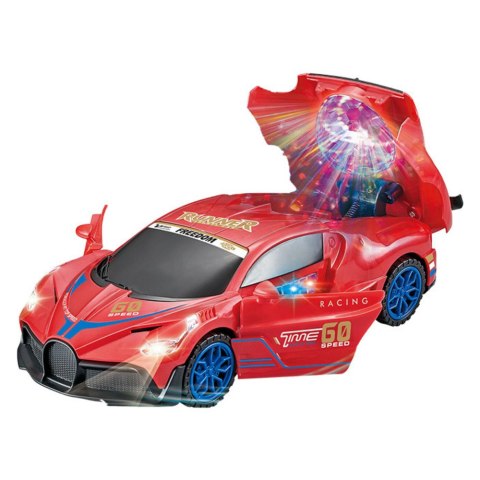 Auto Sportowe Czujnik Przeszkód Kula Led Obrót 360° Światła Dźwięk Czerwone LEAN Toys