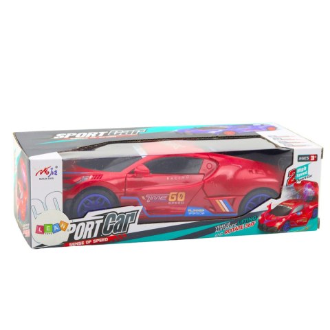 Auto Sportowe Czujnik Przeszkód Kula Led Obrót 360° Światła Dźwięk Czerwone LEAN Toys