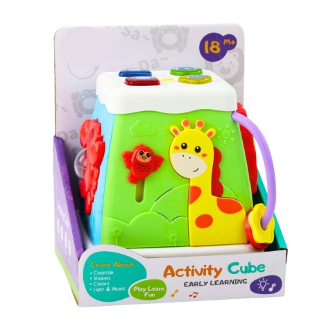 Kostka Edukacyjna Wielofunkcyjna Interaktywna Światła Dźwięki LEAN Toys