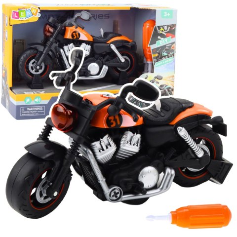 Motocykl Do Skręcania Rozkręcania DIY Światła Dźwięki Pomarańczowy LEAN Toys