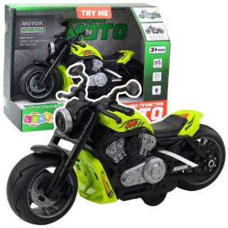 Motocykl Zabawkowy Na Baterie Napęd Światła Dźwięki Zielony LEAN Toys
