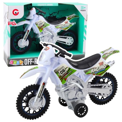 Motor Crossowy Off-Road Napęd Światła Dźwięki Biały LEAN Toys