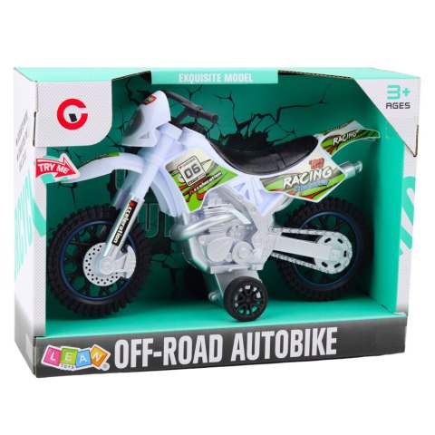 Motor Crossowy Off-Road Napęd Światła Dźwięki Biały LEAN Toys