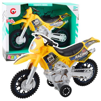Motor Crossowy Off-Road Napęd Światła Dźwięki Żółty LEAN TOYS