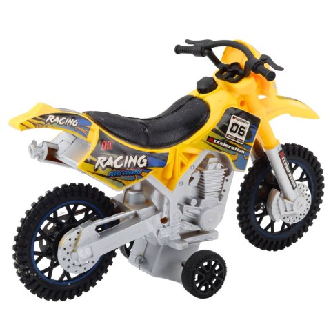 Motor Crossowy Off-Road Napęd Światła Dźwięki Żółty LEAN TOYS