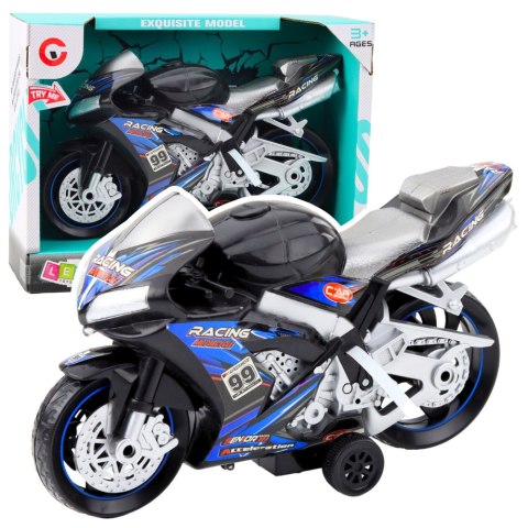 Motor Wyścigowy Ścigacz Napęd Światła Dźwięki Czarno-Niebieski LEAN Toys