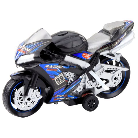 Motor Wyścigowy Ścigacz Napęd Światła Dźwięki Czarno-Niebieski LEAN Toys