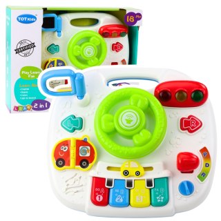 Panel Stolik Interaktywny Edukacyjny Kierownica 2w1 Światła Dźwięki LEAN Toys