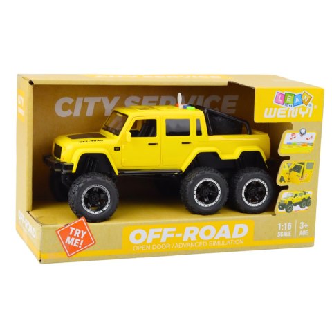 Samochód Terenowy Napęd Frykcyjny Światła Dźwięki Żółty 6x6 1:16 LEAN Toys