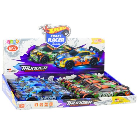 Samochód Wyścigowy XS06 Napęd Światła Dźwięki Pomarańczowy Niebieski LEAN Toys