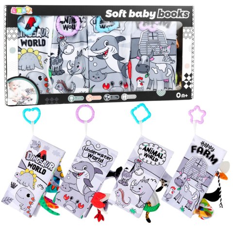 Zestaw Miękkie Książeczki Edukacyjne Sensoryczne Dla Malucha 4szt LEAN Toys