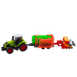 Zestaw Traktor Rolniczy Farmerski Cysterna Zgrabiarka LEAN Toys