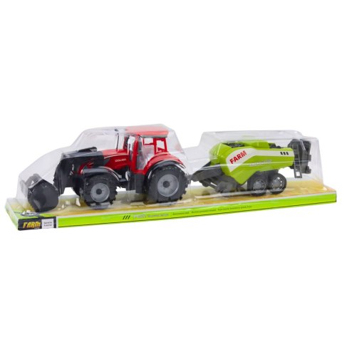 Zestaw Traktor Z Ładowaczem i Prasą Rolniczą Czerwony LEAN Toys