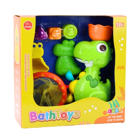 Zestaw Zabawek Do Kąpieli Dinozaur z Młynkiem Akcesoria 8el LEAN Toys