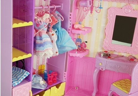 Garderoba ze Światłem i Lustrem Lalka 26 cm Zestaw Ubrań Akcesoria LEAN Toys