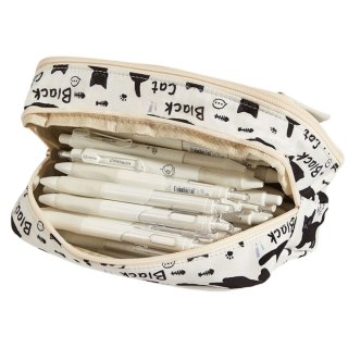 Piórnik Przybornik Szkolny W Czarne Koty Biały 21cm LEAN