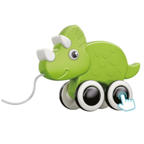 Dinozaur Zabawka Do Ciągnięcia Na Sznurku Piszczałka Eko Zielony LEAN Toys