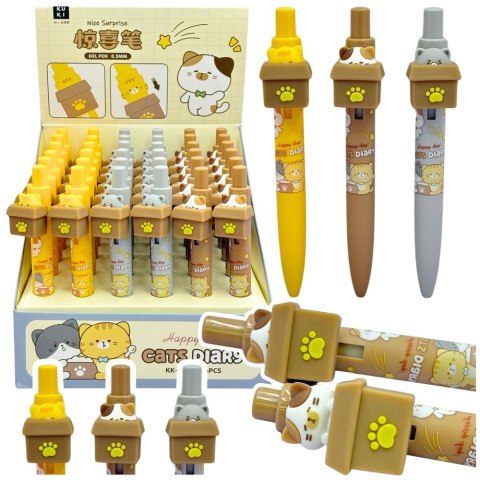 Długopis Żelowy Z Kotem W Pudełku Niebieski Tusz 0.5mm LEAN