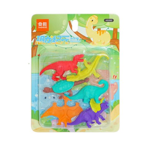 Zestaw Gumek Do Ścierania Zmazywania Szkolne Dinozaury 6szt LEAN