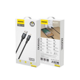 Kabel przewód USB-A - iPhone Lightning w oplocie 3A 30W 1.2m - czarny DUDAO