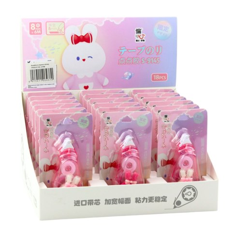 Korektor W Taśmie Myszka Szkolny Biurowy Ozdobny Zajączek Różowy 8mm x 6m LEAN