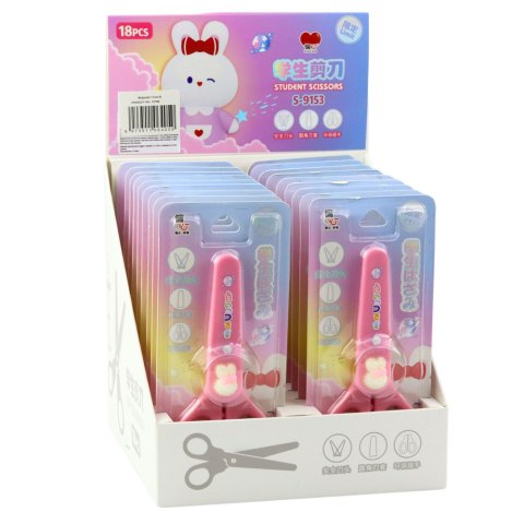 Nożyczki Szkolne Z Osłonką Ozdobny Biały Zajączek 14cm LEAN