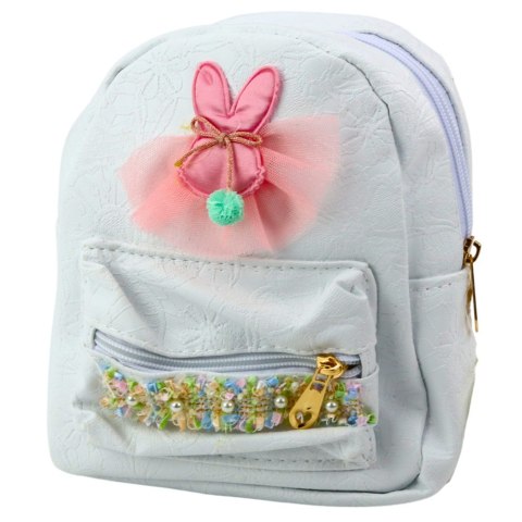 Plecak Dziecięcy Tłoczony Królik Tiul Ozdobna Taśma Biały 2,5L 20cm LEAN