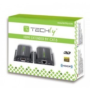 Extender HDMI po skrętce Cat.5e/6/6a/7 do 60m, z odbiornikiem IR, czarny Techly