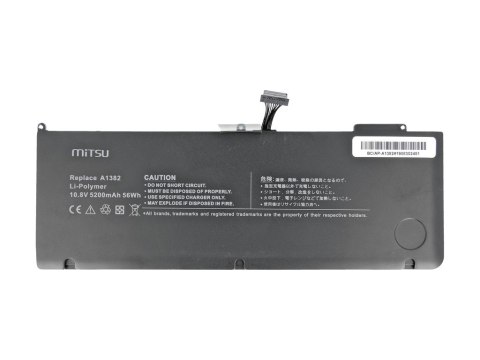Bateria do Apple MacBook Pro 15 - A1382 5200 mAh (56 Wh) 10.8 - 11.1 Volt Mitsu