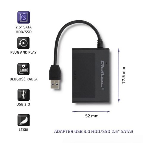 Adapter USB 3.0 do dysków HDD/SSD 2.5 cala SATA3 Qoltec
