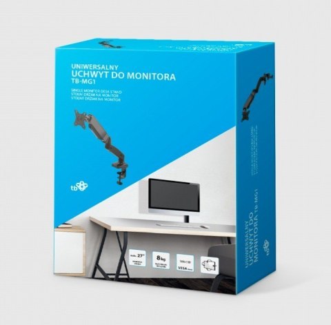 Uchwyt TB-MG1 do monitora na sprężynie gazowej do 27 cali 8kg TB