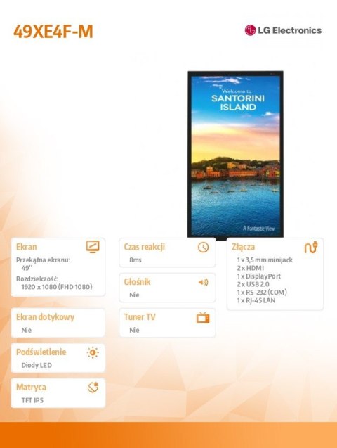 Monitor wielkoformatowy 49 cali 49XE4F-M 4000cd/m2 24/7 LG Electronics