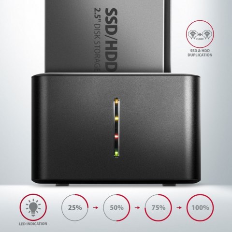 ADSA-D25 MINI stacja dokująca USB 3.2 Gen 1 - 2x SATA 6G 2.5" SSD/HDD CLONE AXAGON