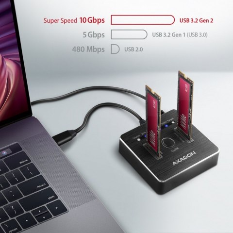 ADSA-M2C Stacja dokująca, USB-C 3.2 Gen 2 - 2x M.2 NVMe SSD CLONE MASTER AXAGON