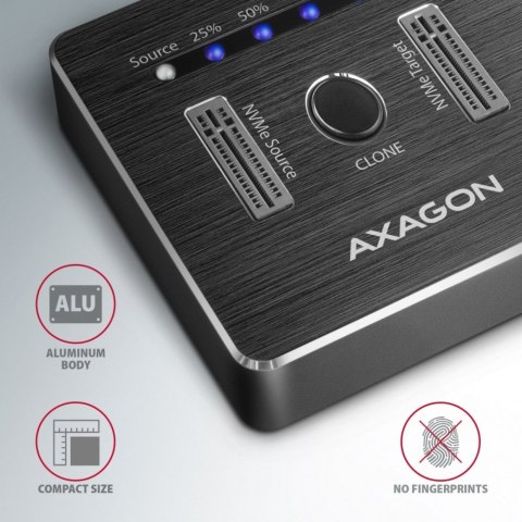 ADSA-M2C Stacja dokująca, USB-C 3.2 Gen 2 - 2x M.2 NVMe SSD CLONE MASTER AXAGON