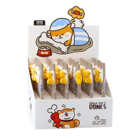 Długopis Z Figurką Żółtego Pieska Shiba Niebieski Tusz 0.5mm LEAN