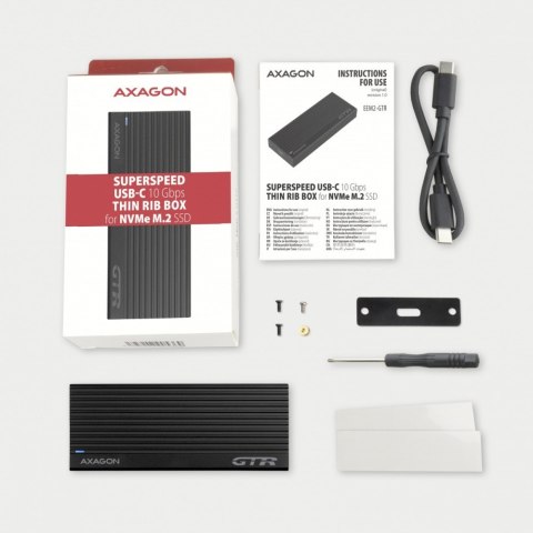 EEM2-GTR Obudowa zewnętrzna aluminiowa, USB-C 3.2 GEN 2 M.2 NVMe SSD AXAGON