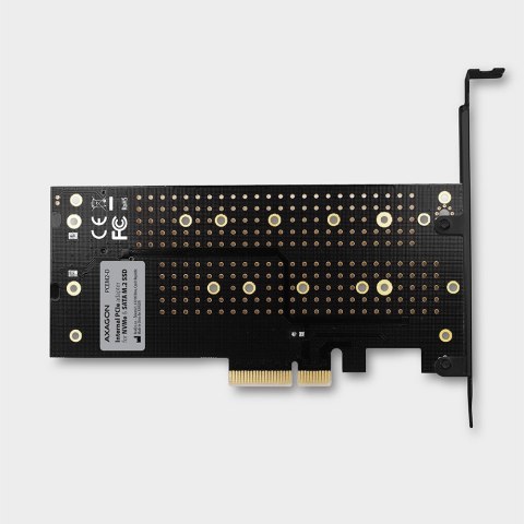 PCEM2-D Adapter wewnętrzny PCIe x4, 1x M.2 NVMe M-key + 1x SATA B-key slot, SP & LP AXAGON