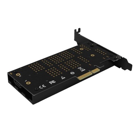PCEM2-DC Adapter wewnętrzny PCIe x4, 1x M.2 NVMe M-key + 1x SATA B-key slot, chłodnica, SP & LP + radiator AXAGON