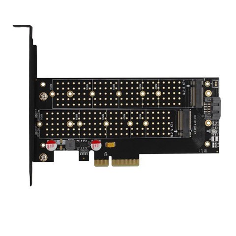 PCEM2-DC Adapter wewnętrzny PCIe x4, 1x M.2 NVMe M-key + 1x SATA B-key slot, chłodnica, SP & LP + radiator AXAGON