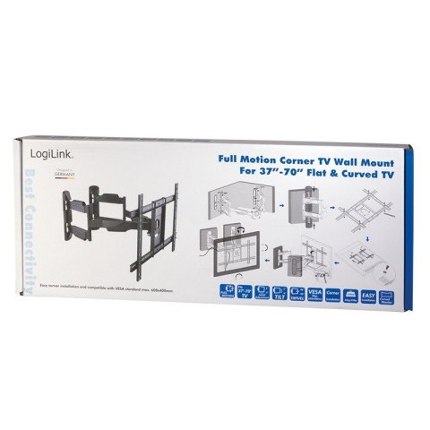 Uchwyt ścienny, montaż narożny,37-70 cali, max.45kg LogiLink