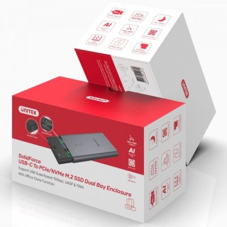 Obudowa Stacja klonująca Dyski USB-C; 2x M.2 PCIe/NVMe; 20Gbps Unitek