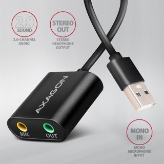 ADA-12 Zewnętrzna karta dzwiękowa USB 2.0 48kHz/16-bit stereo, metal, kabel USB-A 15 cm AXAGON