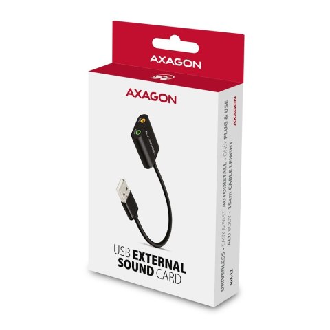 ADA-12 Zewnętrzna karta dzwiękowa USB 2.0 48kHz/16-bit stereo, metal, kabel USB-A 15 cm AXAGON