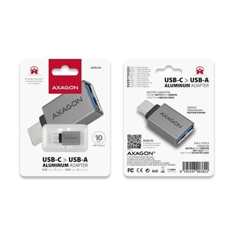 RUCM-AFA Redukcja, USB 3.1 Type-C męska -> Type-A żeńska ALU AXAGON