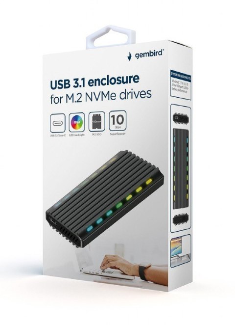 Obudowa dysku M.2 NVME Aluminiowa LED USB 3.1 Gembird